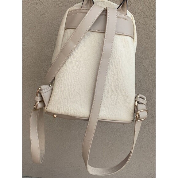 Studded Cream Beige Faux Leather backpack Gold Details - Picture 2 of 8